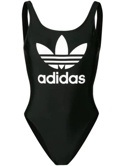 Adidas Originals Contrast Logo Swimsuit In Black Modesens