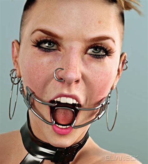 Rule 34 3d Bondage Bondage Gear Dental Gag Ear Piercing Earrings Elianeck Female Femsub Gag