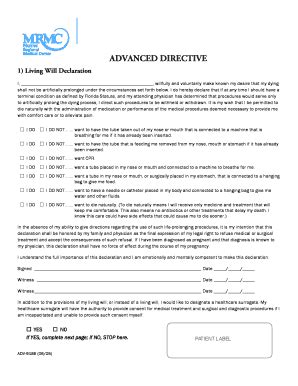 Fillable Online ADVANCED DIRECTIVE YES NO Fax Email Print PdfFiller