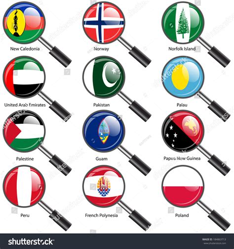 Set Flags World Sovereign States Magnifying Stock Vector (Royalty Free) 184863713 | Shutterstock