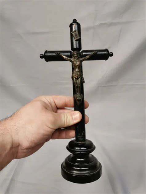 Ancien Crucifix En Bois Noirci Eme Eur Picclick Fr