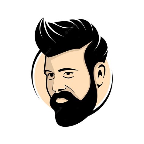 Premium Vector Man With Beard For Barbershop Logo Vector Illustration