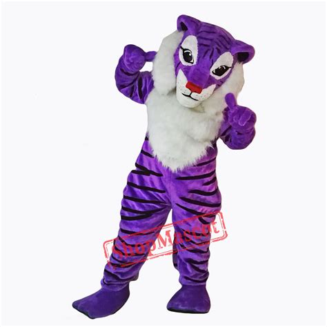 Purple Tiger Mascot Costume