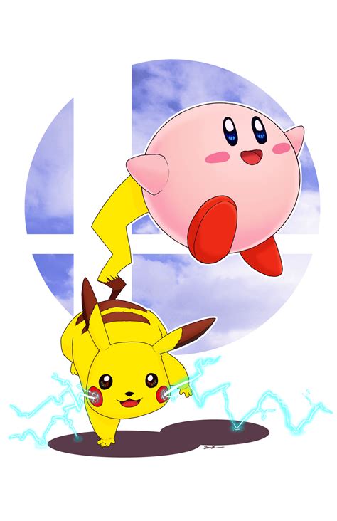 Smash Bros: Pikachu and Kirby by lieusum on DeviantArt