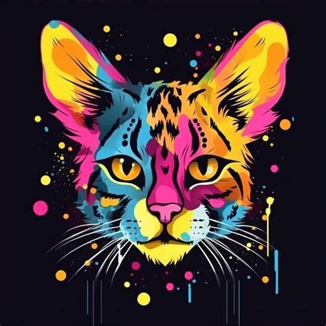 Premium Ai Image Colorful Cat Art