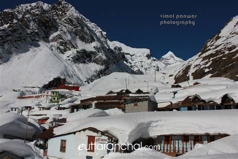 Town of Badrinath in snow - Uttarakhand Photos