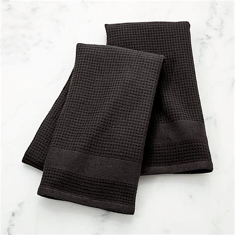 Black Terrywaffle Weave Dish Towels Set Of 2 Crate And Barrel