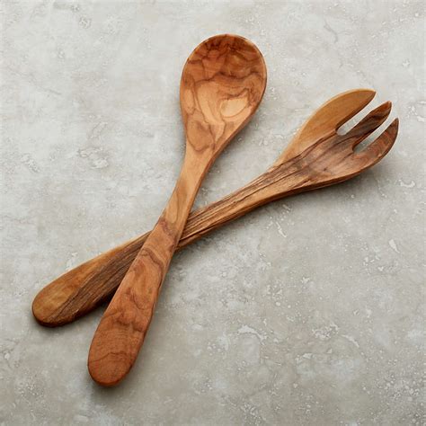 Olivewood Piece Salad Serving Set Reviews Crate Barrel