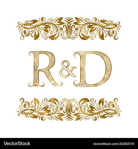 R And D Vintage Initials Logo Symbol Letters Vector Image