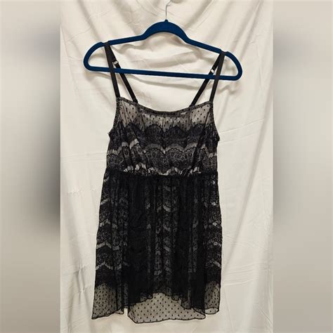 Cacique Intimates Sleepwear Cacique Sz 82 Black Sheer Lacey See Through Babydoll Lingerie