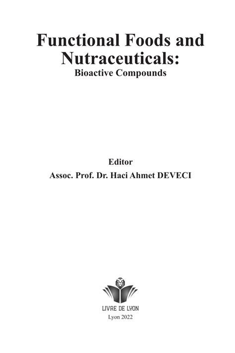 Pdf Functional Foods And Nutraceuticals Bioactive Compounds