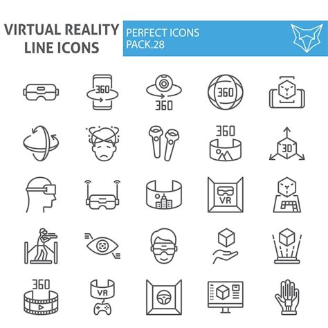 Conjunto de iconos de línea de realidad virtual colección de realidad