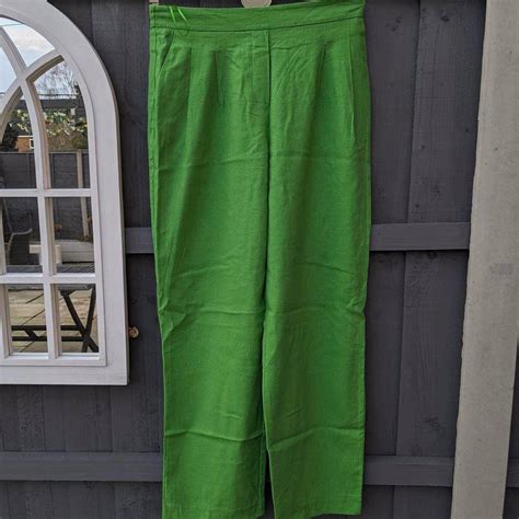 Green Linen Trousers From Et Vous Matalan Size Depop