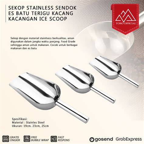 Jual Sekop Es Batu Stainless Sendok Es Tepung Beras Gula Kacang Ice