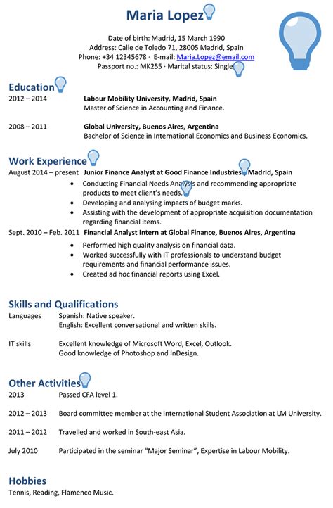 Spain Cv Sample Careerprofessorworks