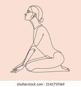 Naked Woman Standing Back One Line Stock Vector Royalty Free