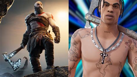 EPIC GAMES REGRESA A TRAVIS SCOTT KRATOS SU PICO HACHA LEVIATÁN A LA