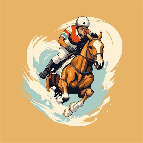 Premium Vector Horse Racing Vector Illustration Jockey Riding On The