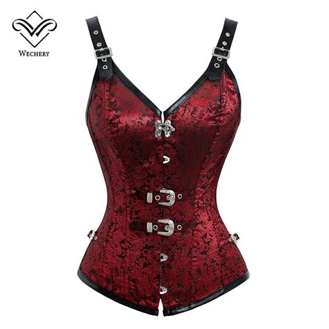 Wechery New Women Steampunk Corset Sexy Push Up Punk Corselet Lace Up