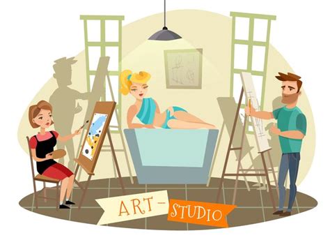 Art Studio Creative Process Cartoon Illustration 470690 Vector Art At