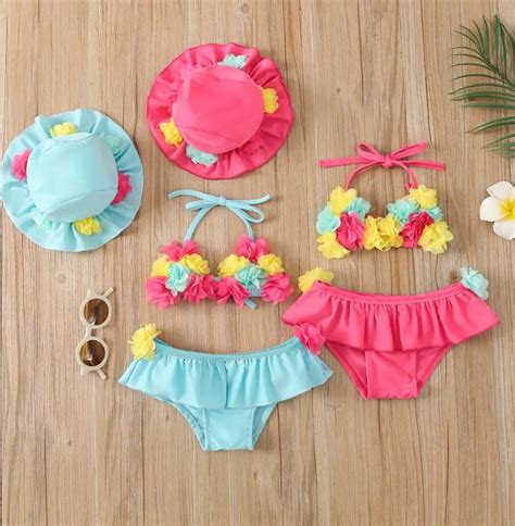 Flower Halter Neck Bikini Set With Matching Hat Fabulous Finds Boutique