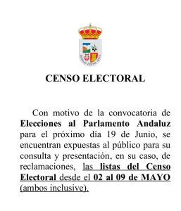 Edicto exposición al público Listas Censo Electoral Nigüelas