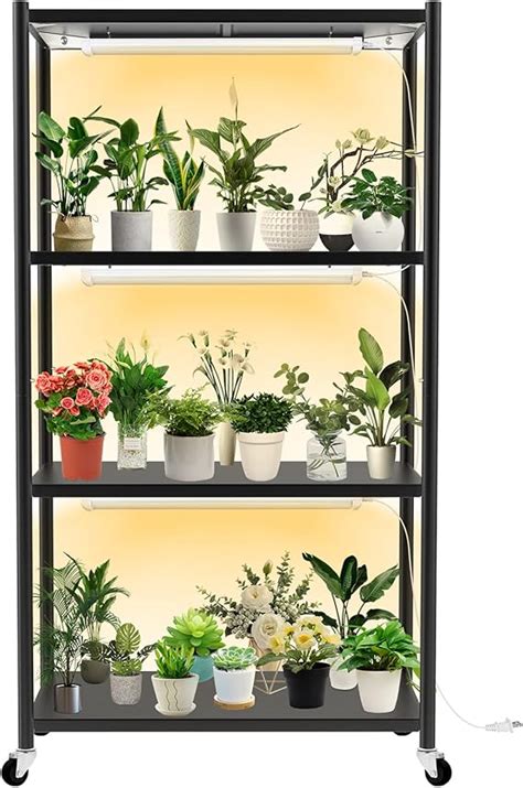 Adebola Plant Shelf With Grow Lights 4 Tier Metal Plant Stand With High Intensity