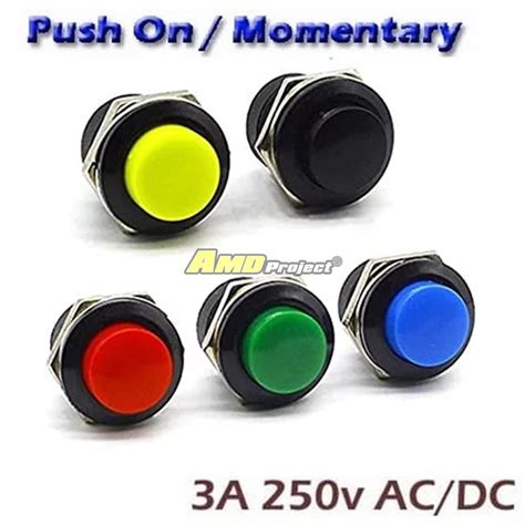 Jual AC DC Push ON Momentary R13 507 16mm Tombol Reset Saklar Switch