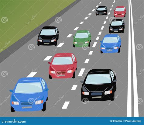 Vector many cars on road stock vector. Illustration of color - 5007893