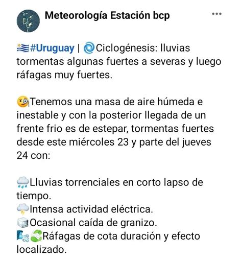 Estación bcp Meteorología on Twitter Uruguay Ciclogénesis