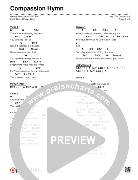 Compassion Hymn Chords Pdf Keith Kristyn Getty Praisecharts