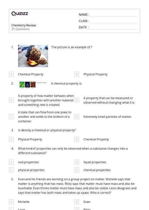 50 Chemistry Worksheets For 7th Grade On Quizizz Free And Printable