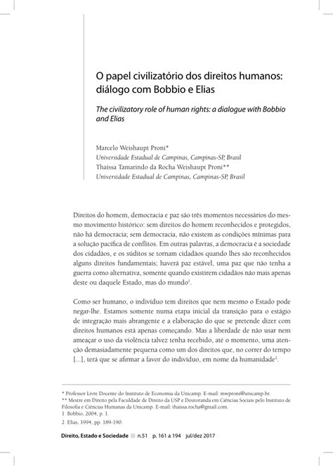 Pdf O Papel Civilizatório Dos Direitos Humanos Diálogo Com Bobbio E