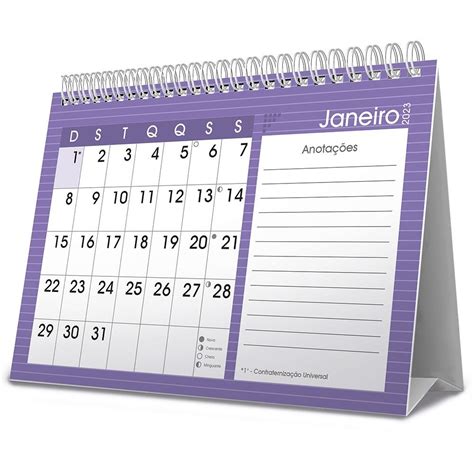 Calendário de mesa 2023 Brief lilás 2331143 Spiral Brf