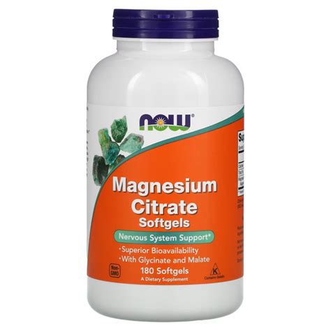 Магний цитрат, глицинат, малат NOW Foods MAGNESIUM CITRATE 134mg 180 ...
