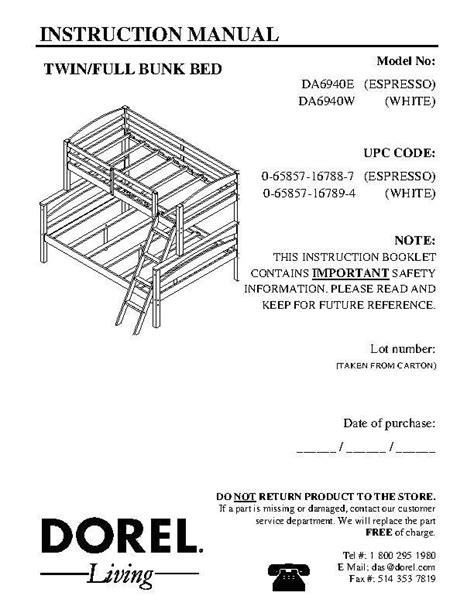 Bunk Bed Assembly Instructions Pdf Adinaporter