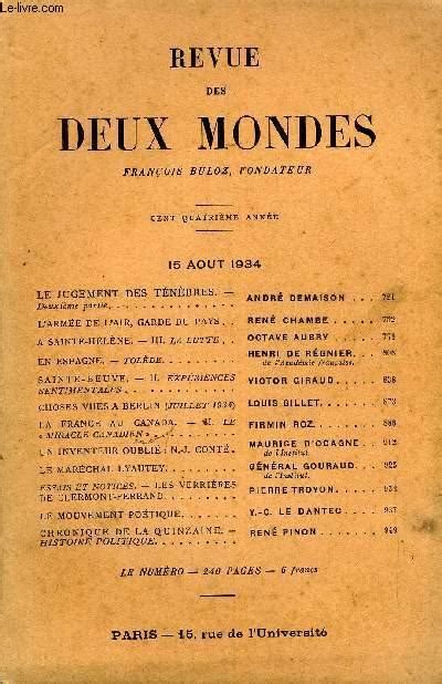 Revue Des Deux Mondes Cive Annee N Le Jugement Des T N Bres