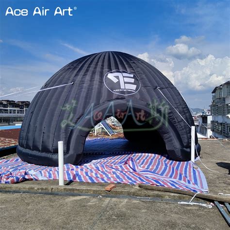 2625ft Full Black Inflatable Igloo Dome Tent With Air Blower