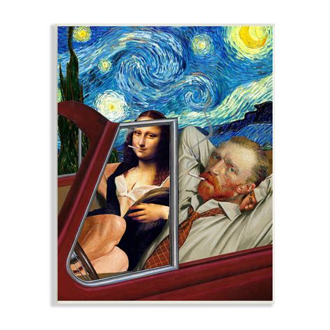 Stupell Industries Van Gogh Mona Lisa Driving Starry Night Sky Wood