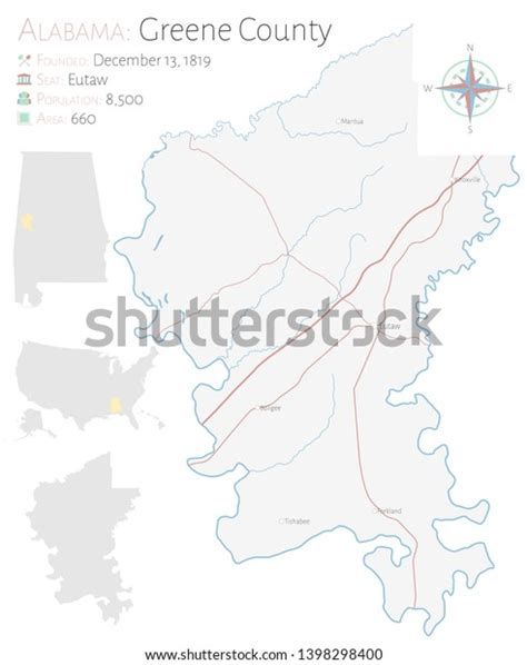 Large Detailed Map Greene County Alabama เวกเตอร์สต็อก ปลอดค่าลิขสิทธิ์ 1398298400 Shutterstock