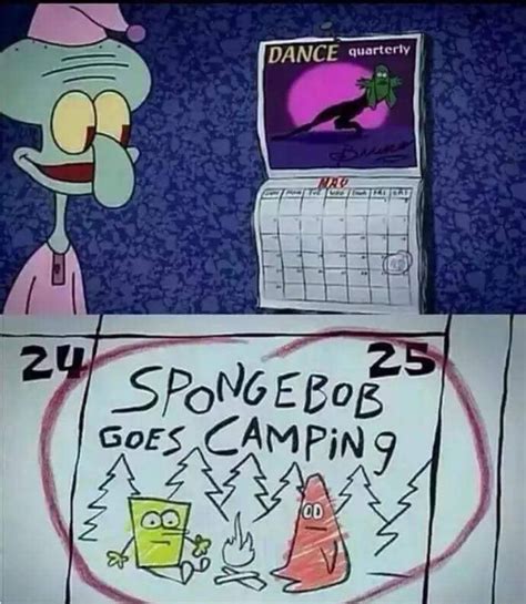 Today is the day Spongebob and Patrick go camping : spongebob