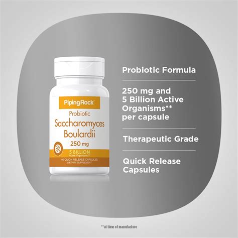 Saccharomyces Boulardii Probiotics 5 Billion Cfu 60 Capsules Non Gmo Gluten Free