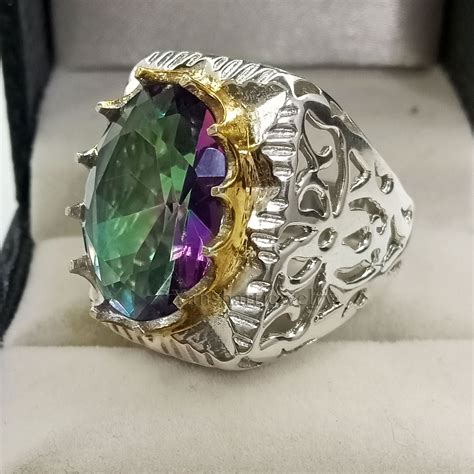 Mystic Topaz Ring Mens Mystic Topaz Handmade Ring Designer Etsy