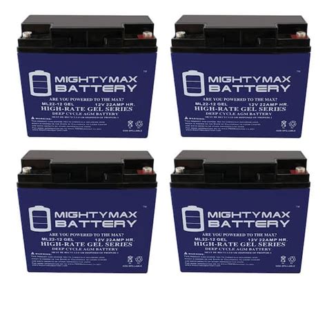 Mighty Max Battery 12v 22ah Gel Battery For Ew72 Mobility Scooter Wheelchair 4 Pack Max3534389