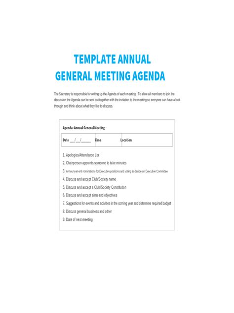 Sample Agm Agenda Template Cards Design Templates