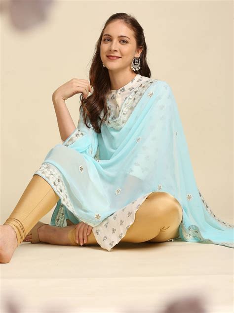 Georgette Dupatta With Off White And Gold Embroidery Dupatta Bazaar