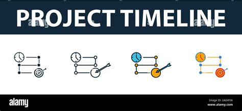 Project Timeline Icon Set Four Simple Symbols In Diferent Styles From