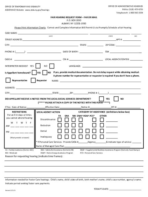 Fair Hearing Request Form Fill Out And Sign Printable Pdf