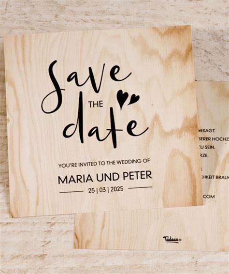 Save The Date Karten Holz Einladungen Hochzeitseinladungen Mit Foto