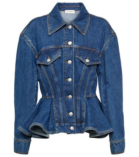 Alexander Mcqueen Peplum Denim Jacket Alexander Mcqueen